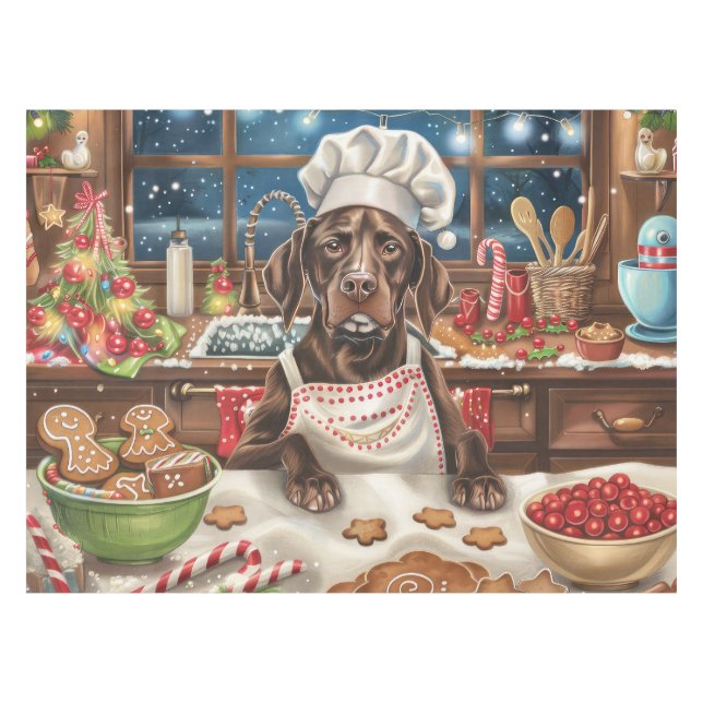 German Shorthaired Pointer Holiday Baking: Festive Tablecloth (Front (Horizontal))