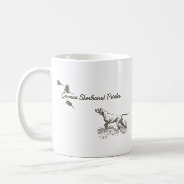German Shorthaired Pointer hunt quail , Art  Mug (Left)