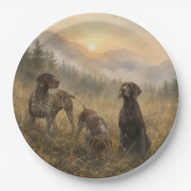 German Shorthaired Pointer– Hunting Collection Paper Plates (Front)