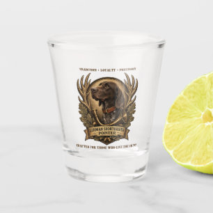 German Shorthaired Pointer, Hunting Horn Art Shot Glass