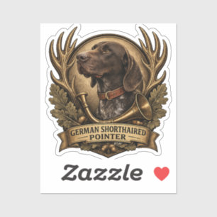 German Shorthaired Pointer, Hunting Horn Art Sticker