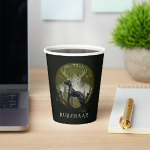 German Shorthaired Pointer , Hunting logo Paper Cups