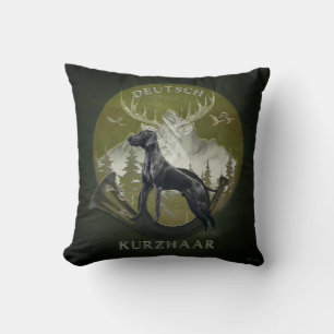 German Shorthaired Pointer , Hunting  logo  Throw Pillow