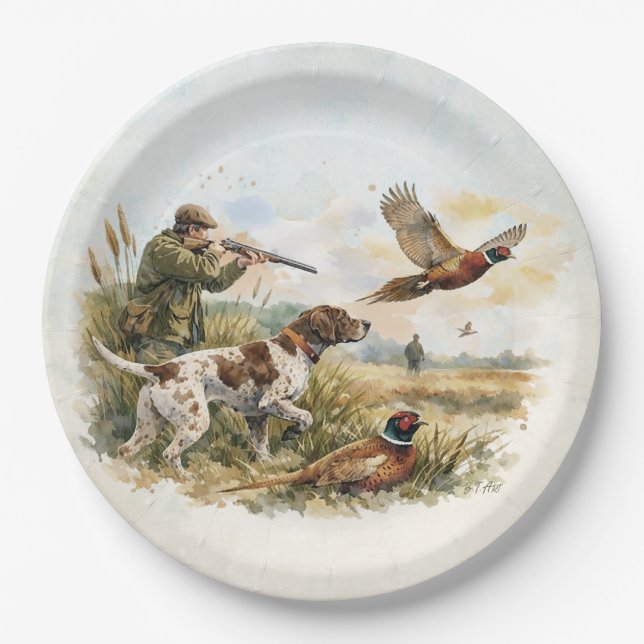 German Shorthaired Pointer ,hunting Paper Plates (Front)