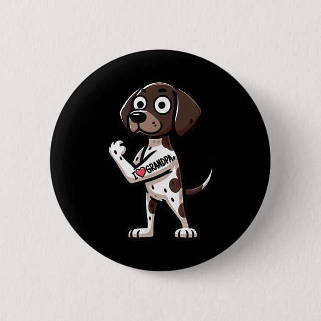 German Shorthaired Pointer I Love Grandpa Funny Do Button (Front)
