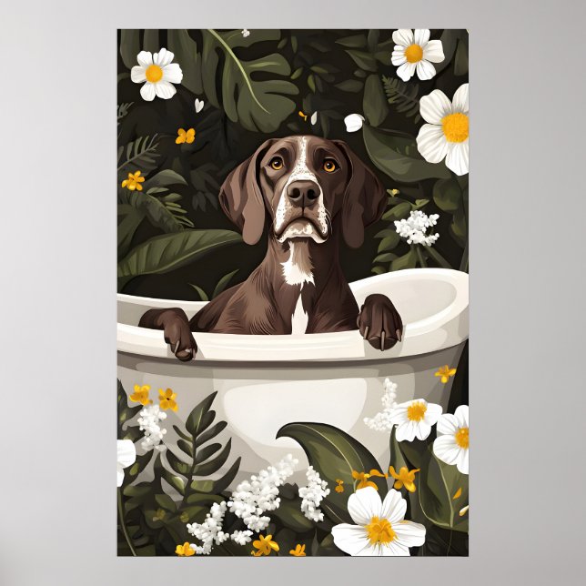 German Shorthaired Pointer In Bathtub Poster (Front)