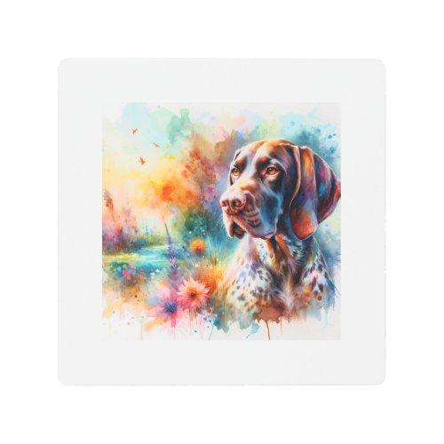 German Shorthaired Pointer in Colorful Watercolor  Metal Print