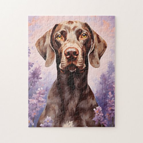 German Shorthaired Pointer in Lavender field Jigsaw Puzzle
