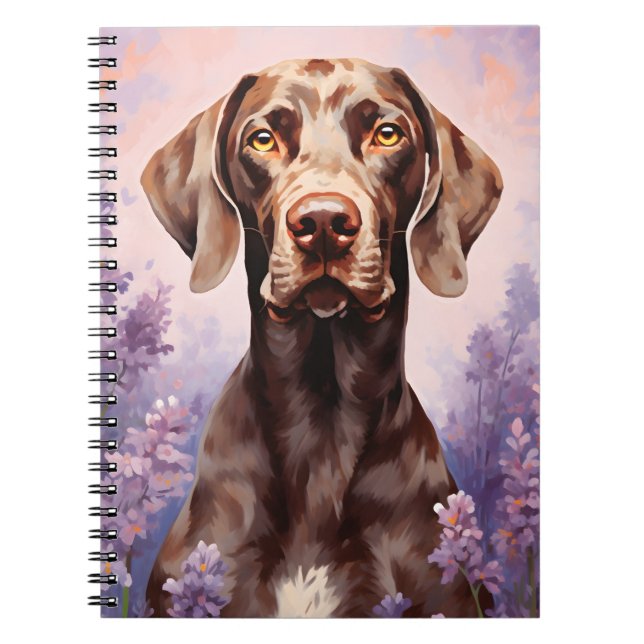 German Shorthaired Pointer in Lavender field Notebook (Front)