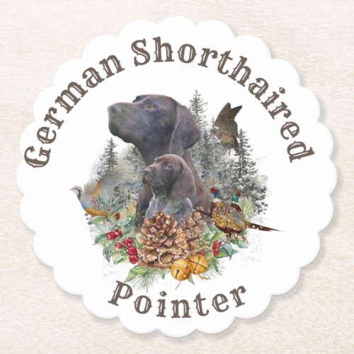 German Shorthaired Pointer in winter   Paper Coaster