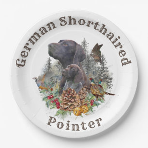 German Shorthaired Pointer in winter    Paper Plat Plates