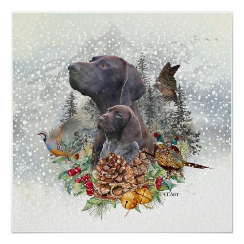 German Shorthaired Pointer in winter Poster