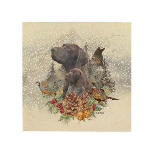 German Shorthaired Pointer in winter Wood Wall Art