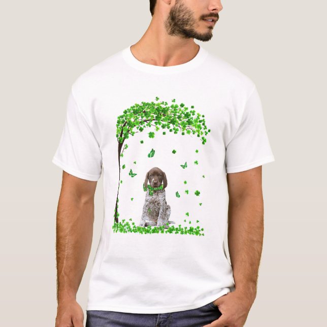 German Shorthaired Pointer Irish Green Shamrock Cl T-Shirt (Front)