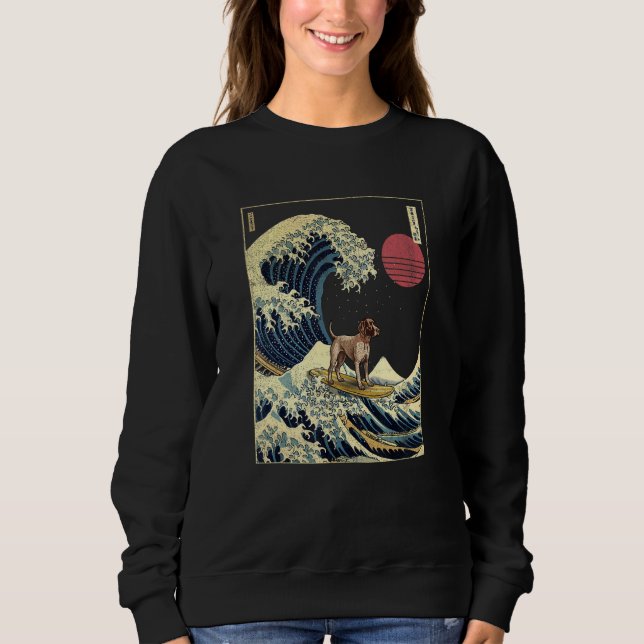 German Shorthaired Pointer Japanese Kanagawa Wave  Sweatshirt (Front)