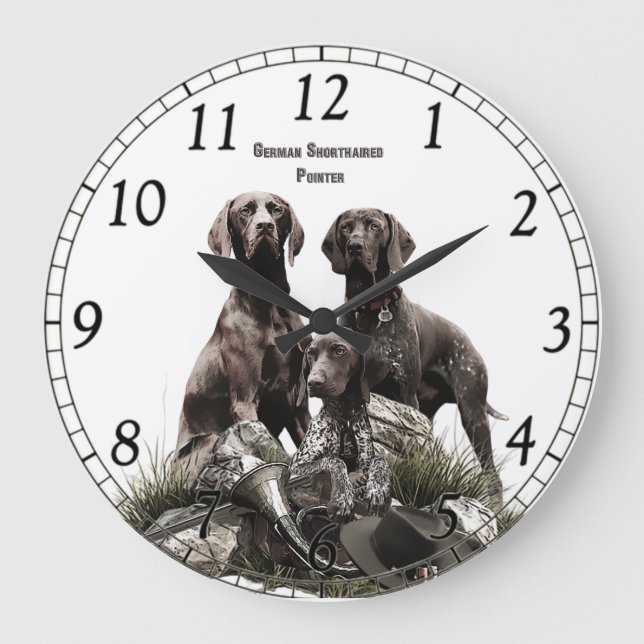 German Shorthaired Pointer  Large Clock (Front)