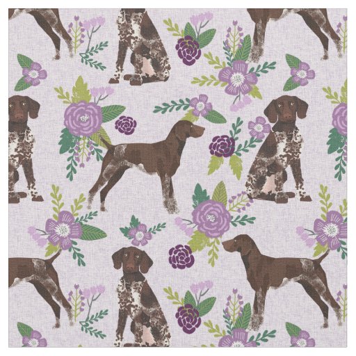 German Shorthaired Pointer lavender florals Fabric