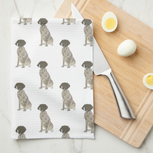 German Shorthaired Pointer Liver  White Kitchen Towel