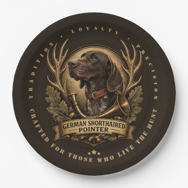 German Shorthaired Pointer  Logo Paper Plates (Front)