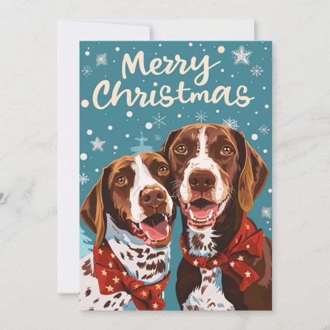German Shorthaired Pointer Merry Christmas  Holiday Card (Front)