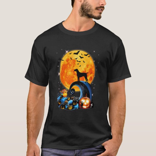 German Shorthaired Pointer Moon Cliff Pumpkin Hall T-Shirt (Front)