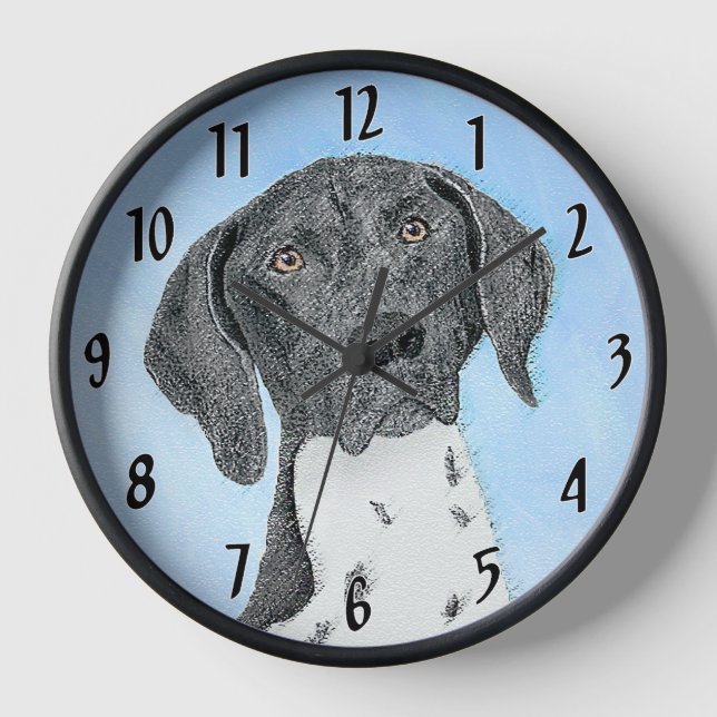 German Shorthaired Pointer Painting - Dog Art Clock (Front)