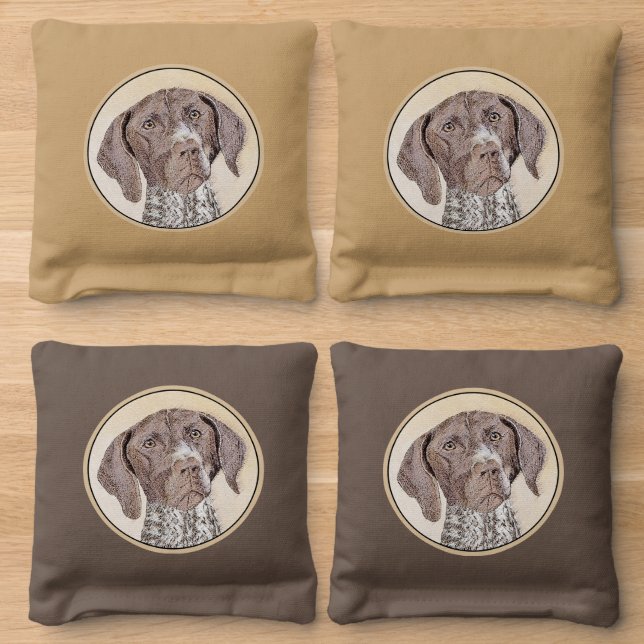 German Shorthaired Pointer Painting - Dog Art Cornhole Bags (Wood)