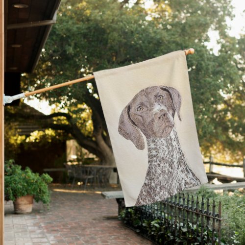 German Shorthaired Pointer Painting _ Dog Art House Flag