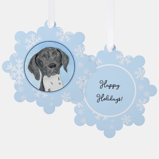 German Shorthaired Pointer Painting - Dog Art Ornament Card (Front/Back)