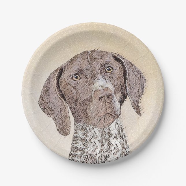 German Shorthaired Pointer Painting - Dog Art Paper Plates (Front)