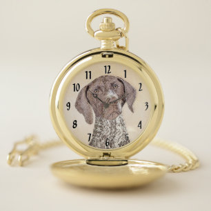 German Shorthaired Pointer Painting - Dog Art Pocket Watch