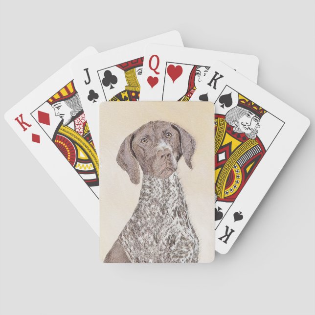 German Shorthaired Pointer Painting - Dog Art Poker Cards (Back)