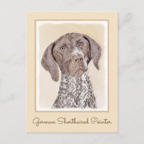 German Shorthaired Pointer Painting _ Dog Art Postcard