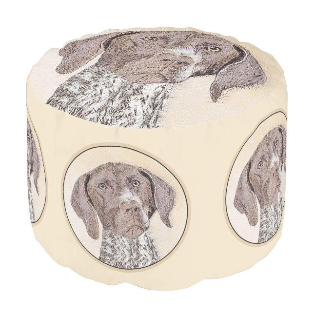 German Shorthaired Pointer Painting - Dog Art Pouf (Angled Back)