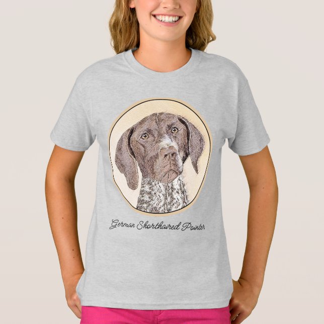 German Shorthaired Pointer Painting - Dog Art T-Shirt (Front)