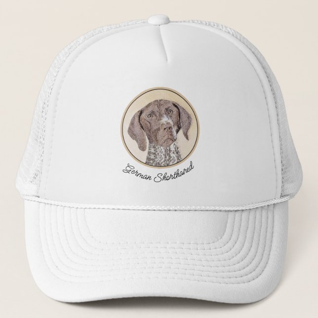 German Shorthaired Pointer Painting - Dog Art Trucker Hat (Front)