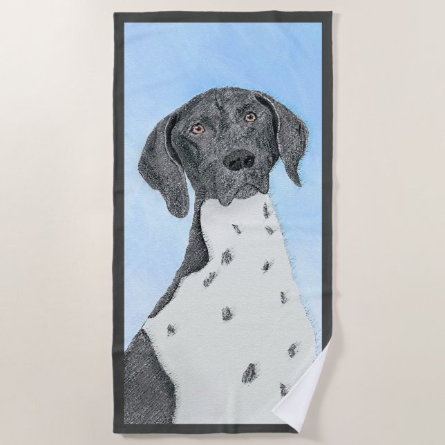 German Shorthaired Pointer Painting - Original Art Beach Towel (Front)