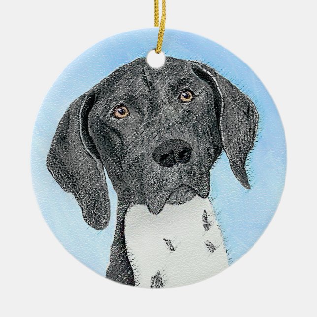 German Shorthaired Pointer Painting - Original Art Ceramic Ornament (Front)