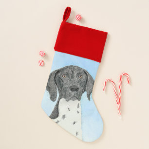 German Shorthaired Pointer Painting - Original Art Christmas Stocking