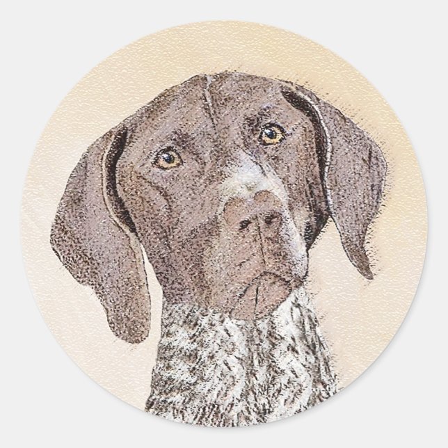German Shorthaired Pointer Painting - Original Art Classic Round Sticker (Front)