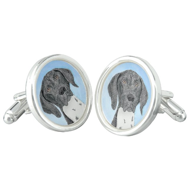 German Shorthaired Pointer Painting - Original Art Cufflinks (Angled)