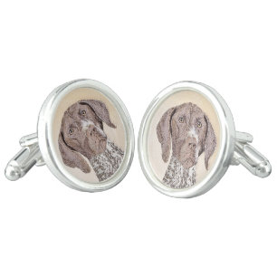 German Shorthaired Pointer Painting - Original Art Cufflinks