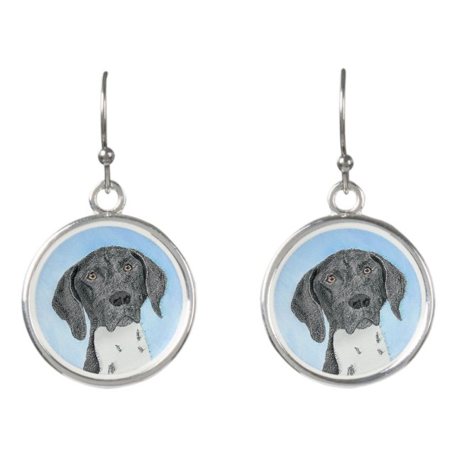 German Shorthaired Pointer Painting - Original Art Earrings (Front)