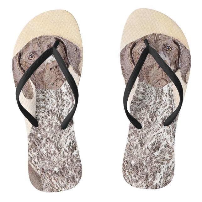 German Shorthaired Pointer Painting - Original Art Flip Flops (Footbed)