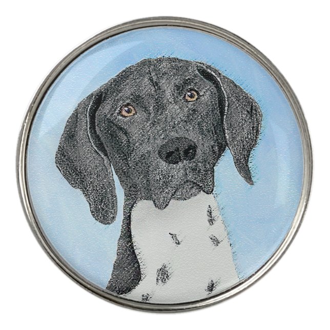 German Shorthaired Pointer Painting - Original Art Golf Ball Marker (Front)