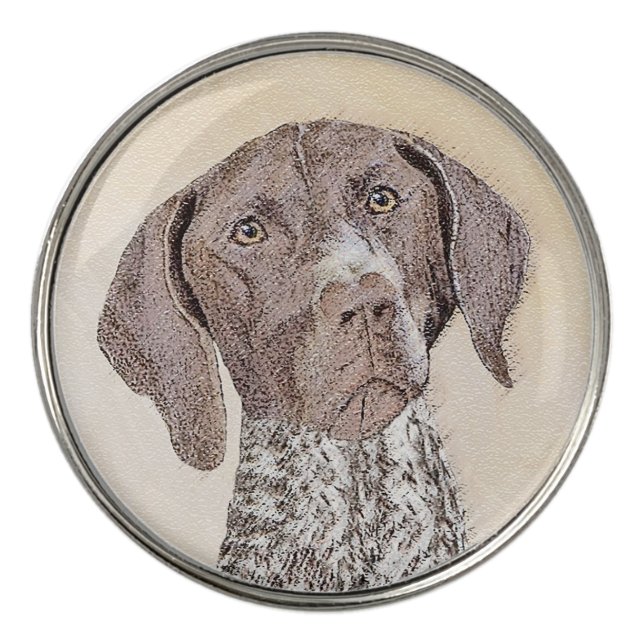 German Shorthaired Pointer Painting - Original Art Golf Ball Marker (Front)