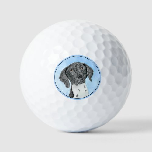 German Shorthaired Pointer Painting _ Original Art Golf Balls