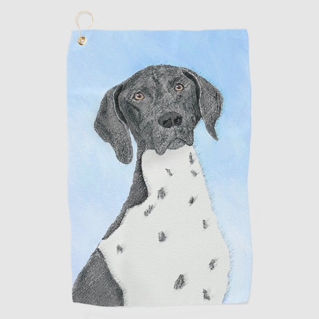 German Shorthaired Pointer Painting - Original Art Golf Towel (Front)