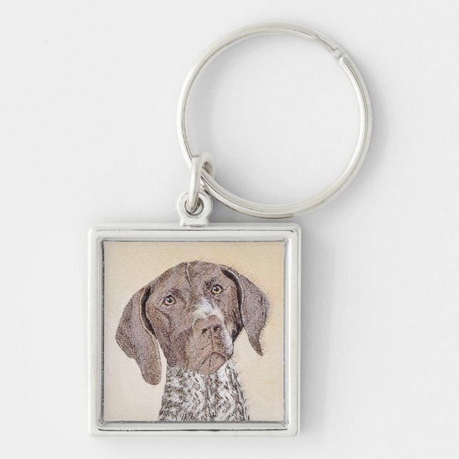 German Shorthaired Pointer Painting - Original Art Keychain (Front)