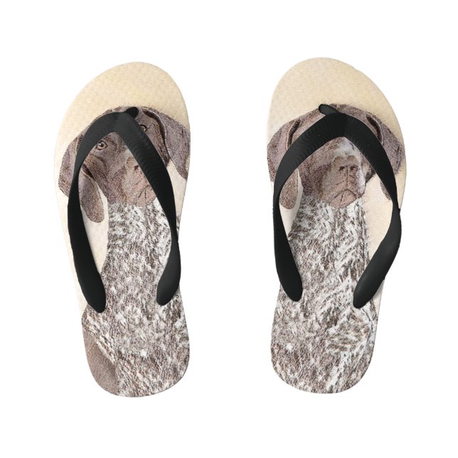 German Shorthaired Pointer Painting - Original Art Kid's Flip Flops (Footbed)